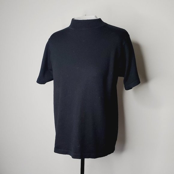 VINTAGE HUDSON'S BAY Black Wool Mock Neck Back Zip Sweater - Picture 2 of 9